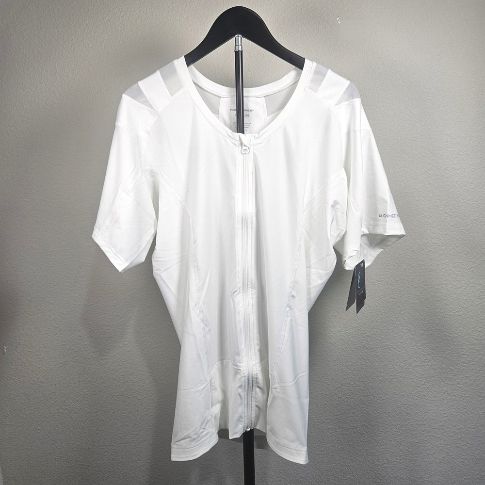 Alignmed Posture Shirt 2.0 Mens 2XL White Full Zip Compression Athletic Sporty